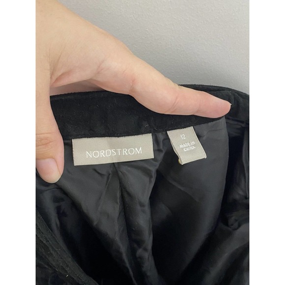 Nordstrom Black Suede Leather Straight Leg Pants Women's Size 12 K3 - Picture 4 of 7